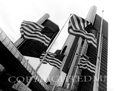 Renaissance Center & Flags, Detroit, Michigan 06