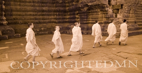 Seven Young Monks, Angkor Thom, Cambodia 07 – Monotint