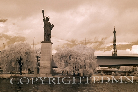 Liberty & Eiffel Tower, Paris, France 07 – Monotint