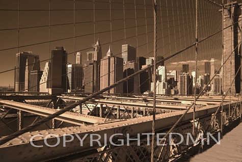 Brooklyn Bridge and Lower Manhattan, New York City, New York 08 – Monotint