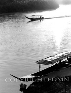 Long Tail Boats With Sun, Chiang Rai, Thailand 03