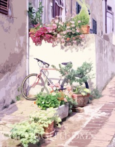 Bike Among The Flowers, Italy - Color 01- painterly