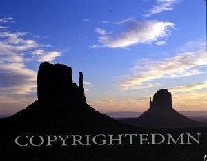 The Mitten Silhouette, Monument Valley, Arizona - Color