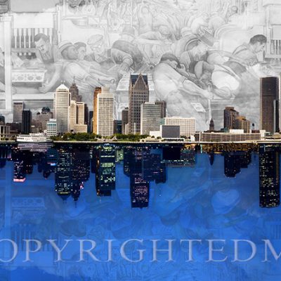Detroit Skyline With Industrial Mural '18